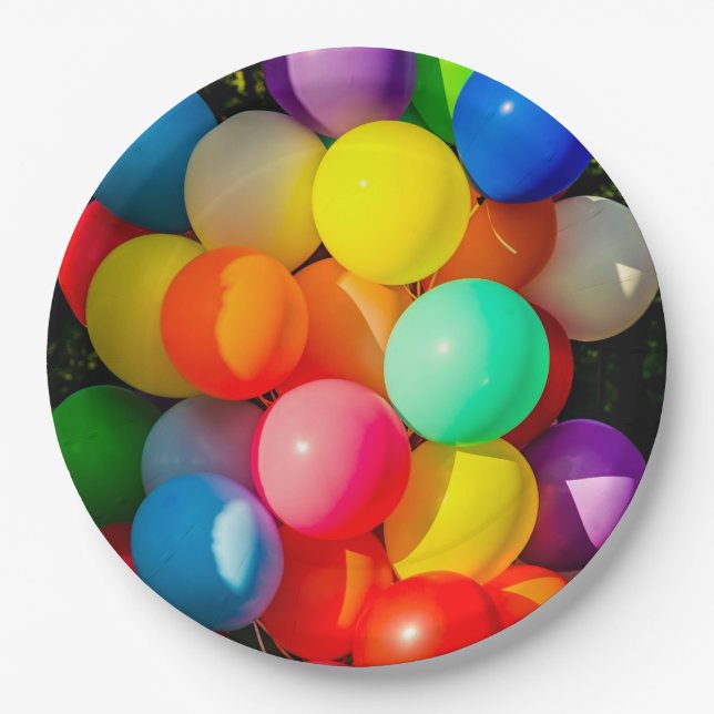 Farbige Spielzeugballoons Pappteller (Vorderseite)