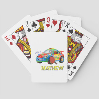 FARBIGE SPORTAUTO-PADDLE-MANN-KINDER NAME JAHR 20X SPIELKARTEN