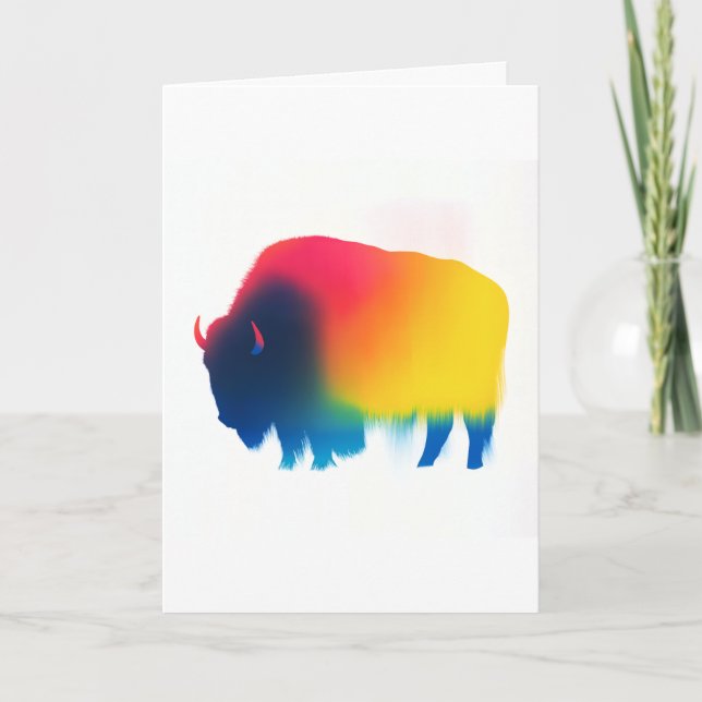 Farbige Spray Paint Bison Silhouette Card Karte (Vorderseite)