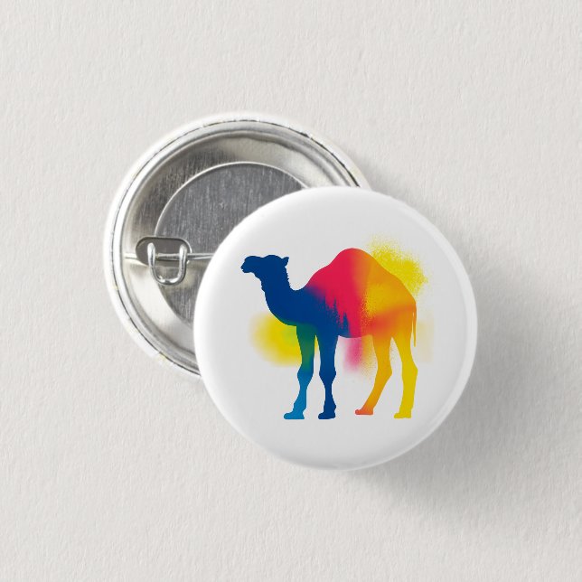 Farbige Spray Paint Camel Silhouette Rundtaste Button (Vorne & Hinten)
