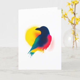 Farbige Spray Paint Crow Silhouette Card Karte