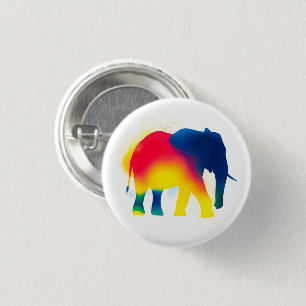 Farbige Spray Paint Elephant Round Button