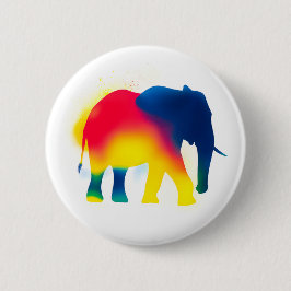 Farbige Spray Paint Elephant Round Button