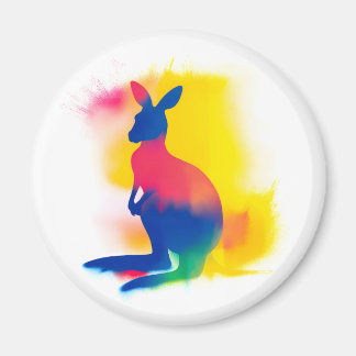 Farbige Spray Paint Kangaroo Silhouette Runde Magnet