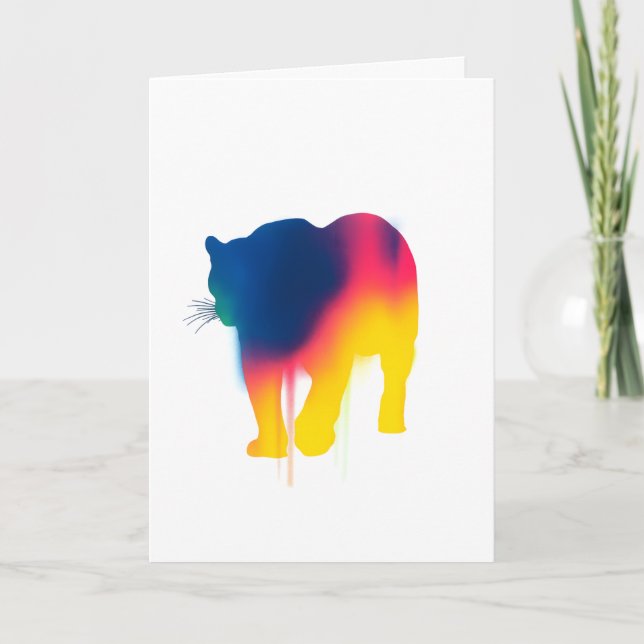 Farbige Spray Paint Leopard Silhouette Card Karte (Vorderseite)