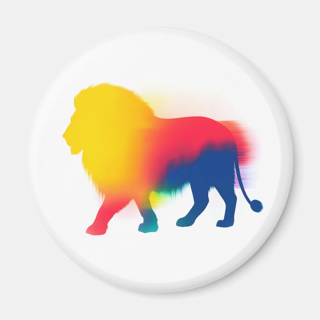 Farbige Spray Paint Lion Silhouette Magnet (Vorne)