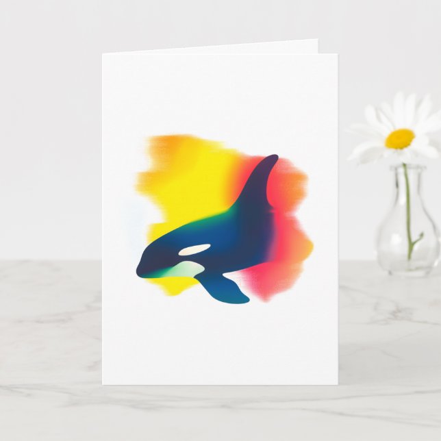 Farbige Spray Paint Orca Silhouette Card Karte (Kleine Pflanze)