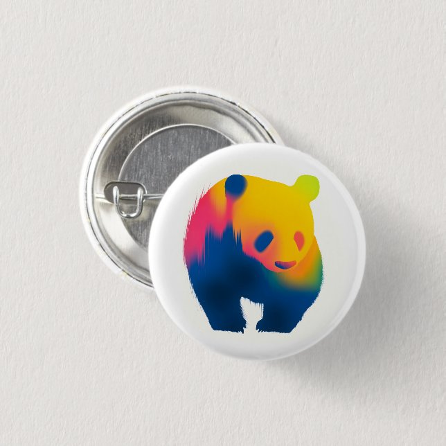 Farbige Spray Paint Panda Silhouette Round Button (Vorne & Hinten)