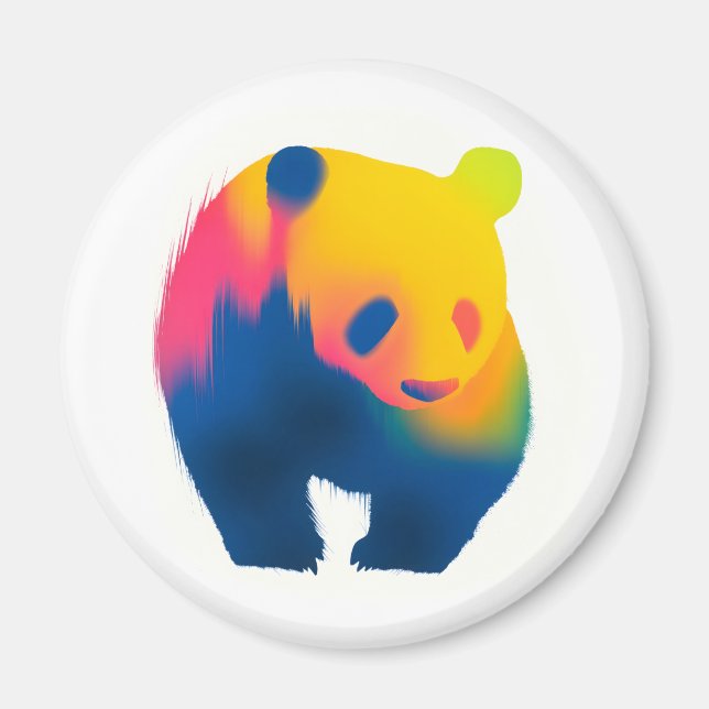 Farbige Spray Paint Panda Silhouette Runde Magnet (Vorne)