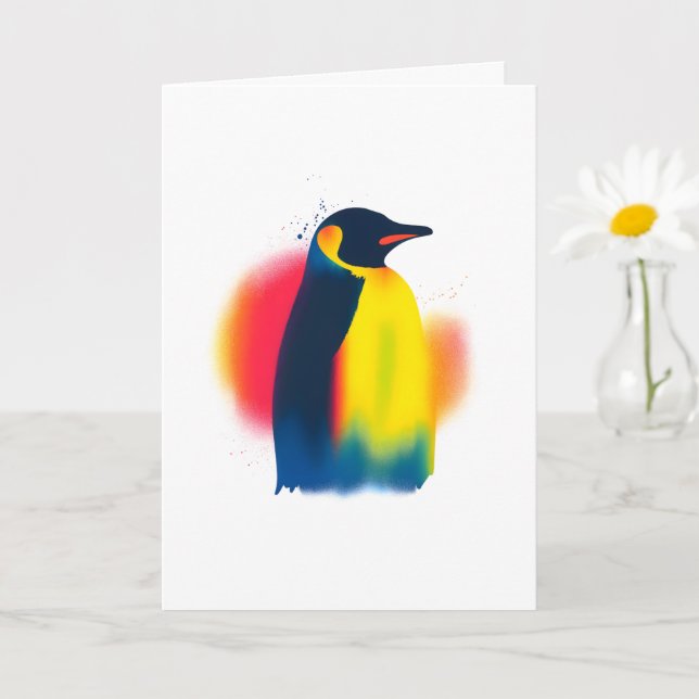 Farbige Spray Paint Pinguin Silhouette Karte (Kleine Pflanze)