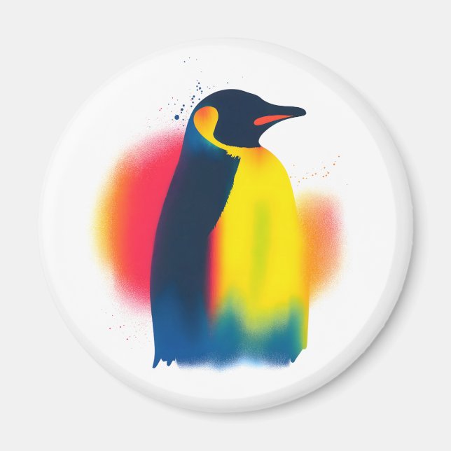 Farbige Spray Paint Pinguin Silhouette rund um die Magnet (Vorne)