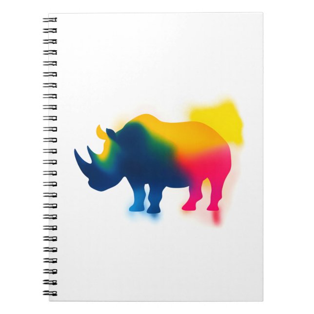 Farbige Spray Paint Rhinoceros Silhouette Notizblock (Vorderseite)