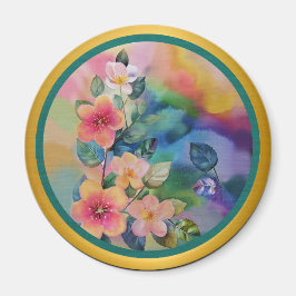 Farbige Springbrasse mit Blume Magnet