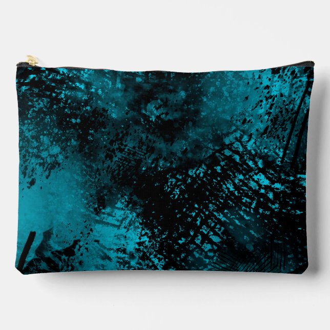 Farbige Spritzer Hatching Effect Blau & Schwarz Zubehörtasche (Vorderseite)