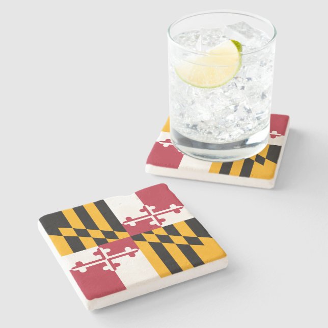 Farbige Staatsflagge des Maryland Steinuntersetzer (Seitenansicht)