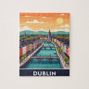 Farbige Stadtansicht von Dublin – River Liffey und