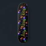 Farbige Stars Personalisiert Name Skate Board Skateboard<br><div class="desc">Dieses Skate-Motherboard zeichnet sich durch ein farbenfrohes Sternendesign auf schwarzem Hintergrund aus. Das Design ist personalisiert,  sodass Sie jeden gewollt Namen hinzufügen können. Ein tolles Geschenk für jeden,  der ein hübsches und dennoch elegantes Design will.</div>