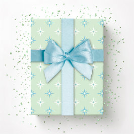 Farbige Sternchen in Grün und Aqua Geschenkpapier
