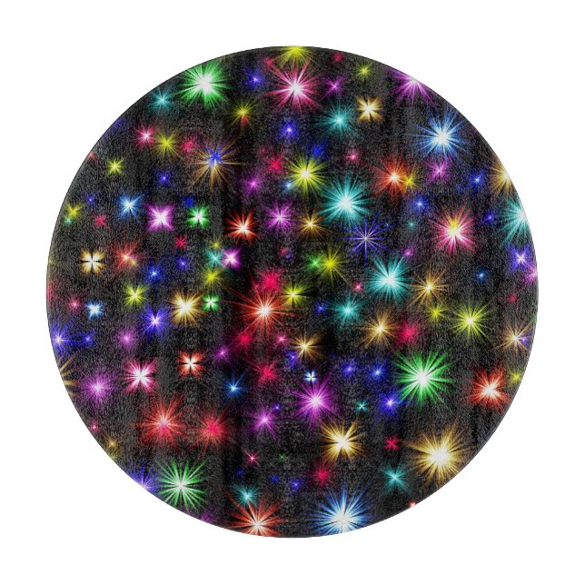 Farbige Sterne Feuerwerke Design-27317 Schneidebrett (Vorderseite)