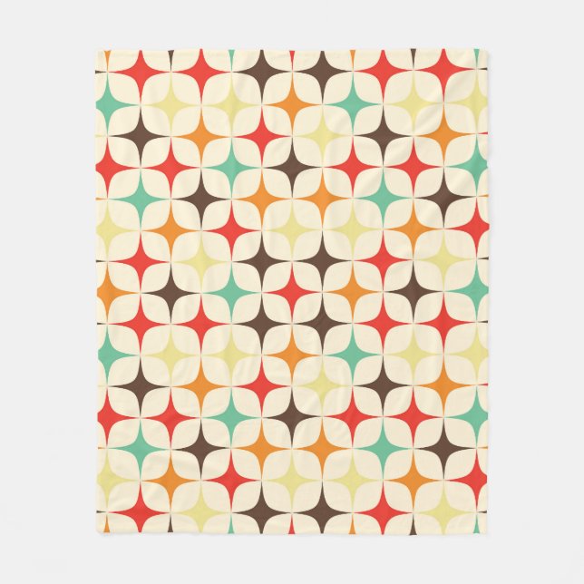 Farbige Sterne Retro Geometrisches Muster Fleecedecke (Vorderseite)