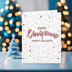 Farbige Sterne Rot und Weiß Einfache Weihnachten Karte