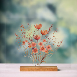 Farbige Stickerei Wildblumenstrauß Acrylschild