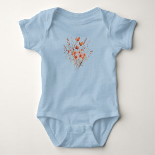 Farbige Stickerei Wildblumenstrauß Baby Strampler