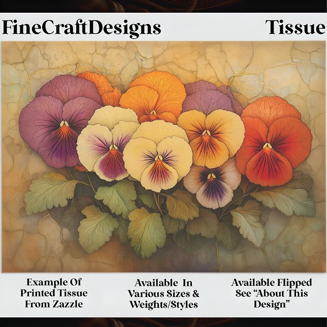 Farbige Stiefmütterchen auf der EF9R-Dekoupage im  Seidenpapier (Von Creator hochgeladen)