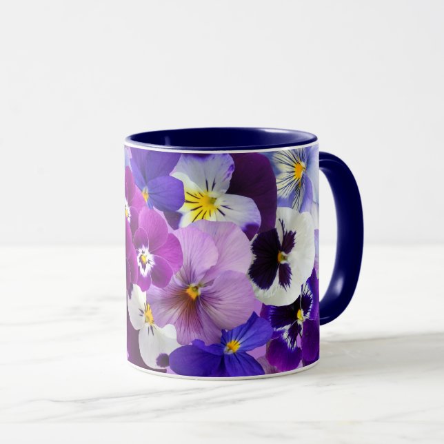 Farbige Stiefmütterchen, Hübsche Blume, Tasse (VorderseiteRechts)