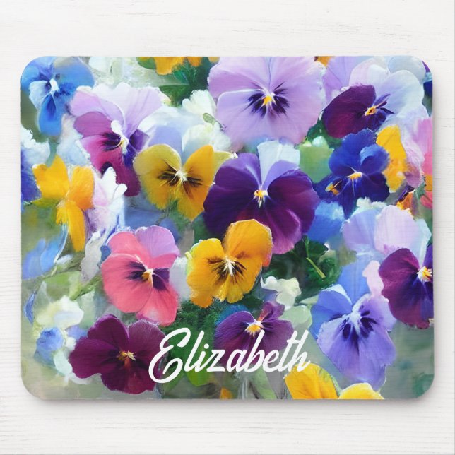 Farbige Stiefmütterchen Mousepad (Vorne)