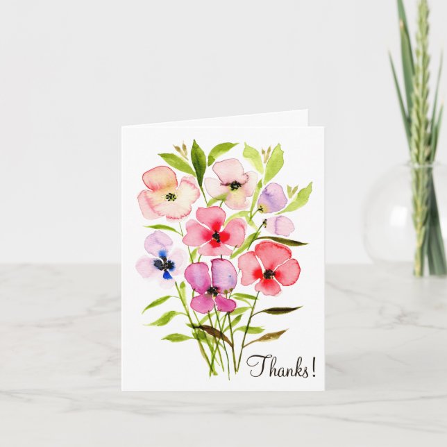 Farbige Stiefmütterchen oder Wildblumen Dankeskarte (Vorderseite)