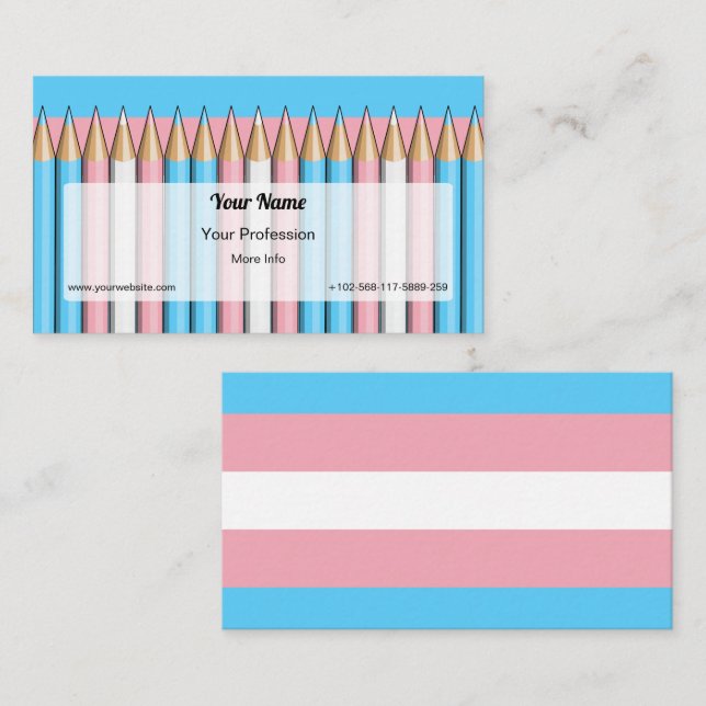 Farbige Stifte auf der transgender-stolze Flagge Visitenkarte (Vorne/Hinten)