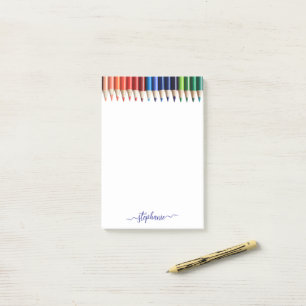 Farbige Stifte mit Namen Post-it Klebezettel
