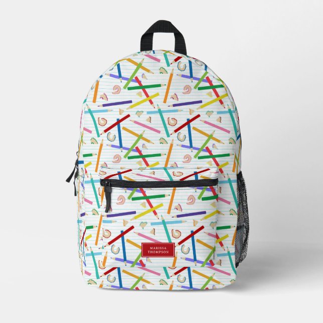 Farbige Stifte Muster Kinder Bedruckter Rucksack (Vorderseite)
