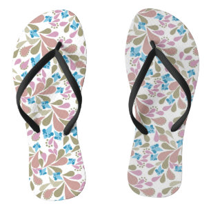 Farbige Sträuße aus Retro-Blumen auf Weiß  Flip Flops