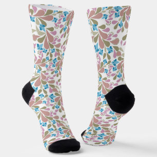 Farbige Sträuße aus Retro-Blumen auf Weiß  Socken