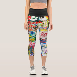 Farbige Streetart-Graffiti-Liebesheim-Herz Capri Leggings