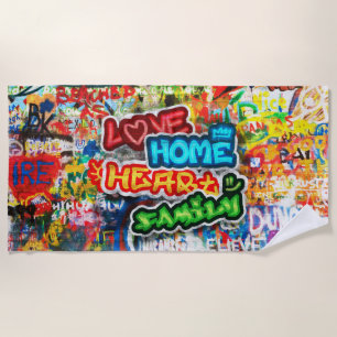 Farbige Streetart-Graffiti-Liebesheim-Herz Strandtuch