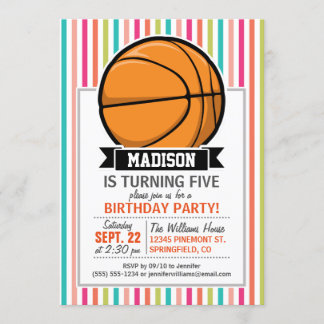 Farbige Streifen; Basketball Einladung