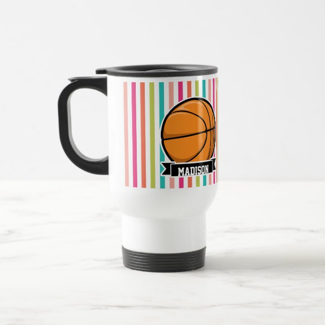 Farbige Streifen; Basketball Reisebecher (Links)