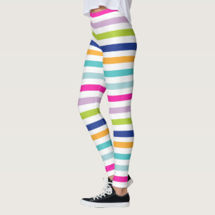 Farbige Streifen: Blau, orange, rosa, grün, Aquama Leggings