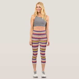 Farbige Streifen Capri Leggings