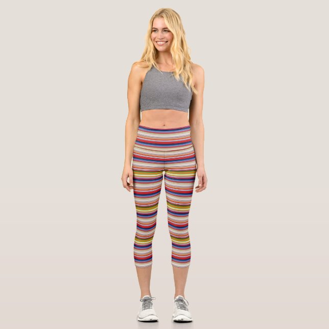 Farbige Streifen Capri Leggings (Vorderseite)