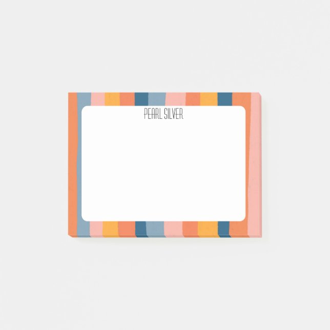 Farbige Streifen CUSTOM Chic Monogramm Personalisi Post-it Klebezettel (Vorderseite)