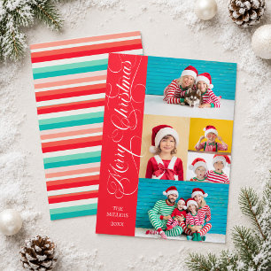 Farbige Streifen Foto Schrift Frohe Weihnachten