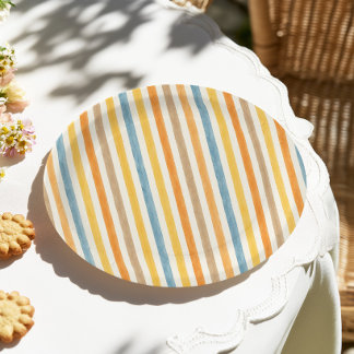 Farbige Streifen Geburtstag Pappteller
