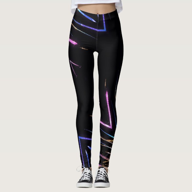 Farbige Streifen Glitzern Leggings (Vorderseite)