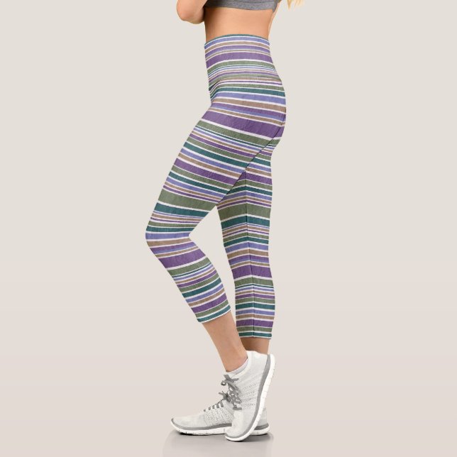 farbige Streifen Imitat Wolle Capri Leggings (Links)