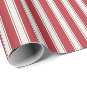 Farbige Streifen in Rot, Weiß und Mocha Geschenkpapier