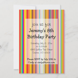 Farbige Streifen Kindergeburtstag Party Einladung